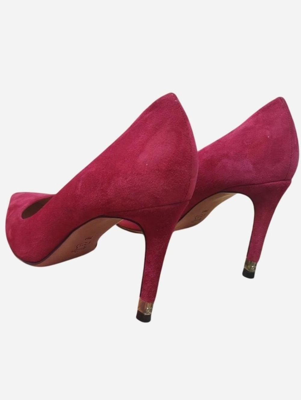 Tory Burch Red Suede Pointed-Toe Pump Classic High Heels Size 7M - Picture 4 of 14